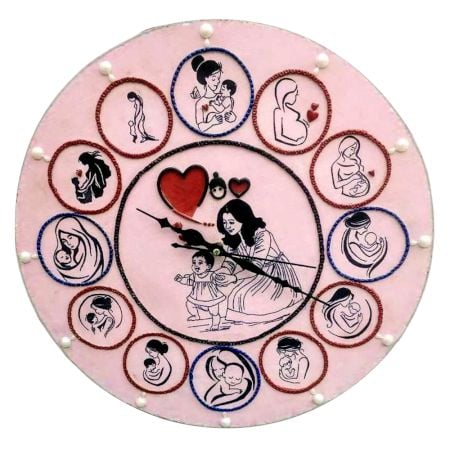 Handcrafted Mothers Day Lippan Art Wall Clock